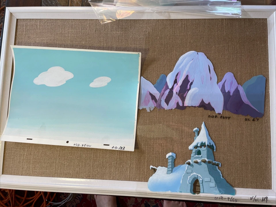 The Smurfs animation cel BACKGROUND 80's production art Vintage Cartoons I23 - Image 2 of 4