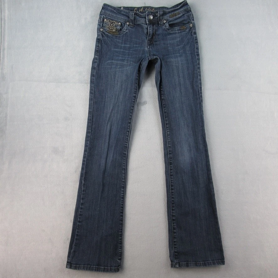 Jean Femme LA Idol USA Bootcut, Taille 7, Bleu, Taille Ultra Basse, Neuf