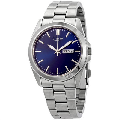 Citizen BF0580-57L Men's Quartz Blue Dial Stainless Steel Day Date Watch 40mm