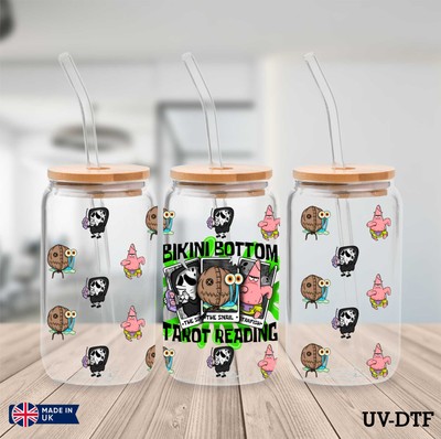 Spongebob UV DTF Aufkleber - 16oz Libbey Dose Glasfolie yn943