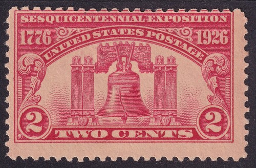 US 627 carmine SESQUICENTENNIAL EXPOSITION ISSUE 1926 MHVG TONED - 1F10
