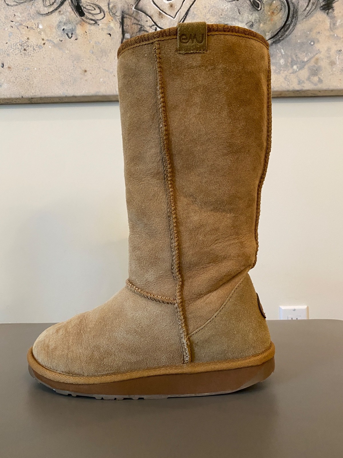 EMU Australia Shearling Lined Mid Calf Boots Size 7  Brown Sheepskin Suede Boots