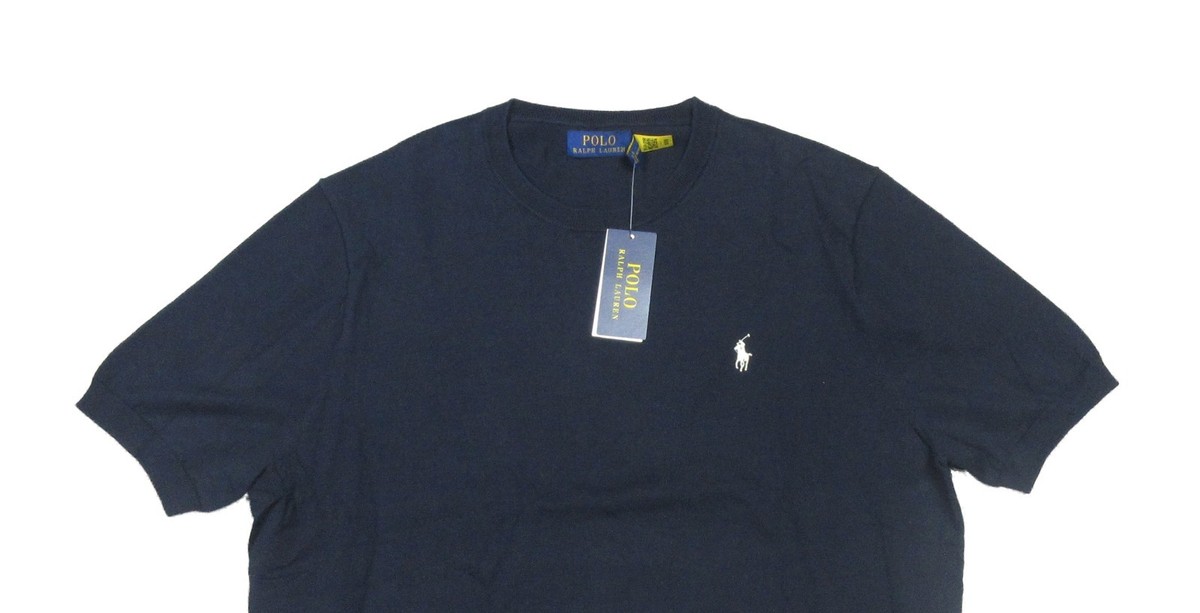 POLO RALPH LAUREN ネイビー 半袖セーター XL Polo Ralph Lauren Men's Navy Cotton Knit Crew-Neck Short Sleeve