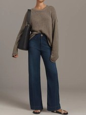 Anthro MAEVE The Colette High-Rise Wide-Leg Jeans Full Length Dark Wash Sz 29P