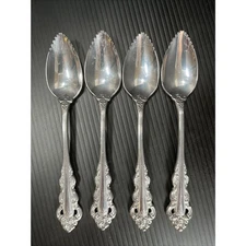 4 Oneida SOUTHERN BAROQUE Grapefruit Spoons Artistry Stainless USA Pierced