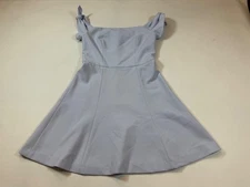 French Connection Blue Fit Flare Short Dress S Knot Sleeves Classic (bin ii97)