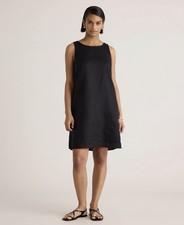 QUINCE WOMENS EUROPEAN LINEN TANK MINI DRESS BLACK M NWOT