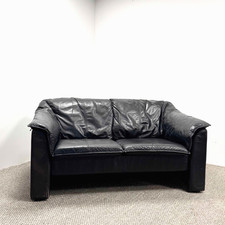 Vintage Danish Mid-Century 2 Seater Leather Sofa 1960 MCM Retro