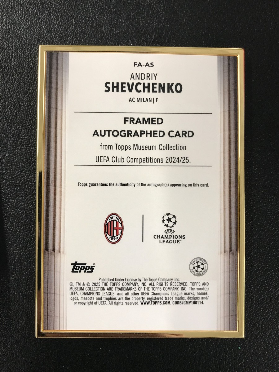 2024-25 Topps Museum UEFA #FA-AS Andriy Shevchenko Framed Auto /99
