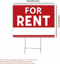 2 Pack Rent Signs 16X12" Double-Sided Plastic H Stakes Waterproof