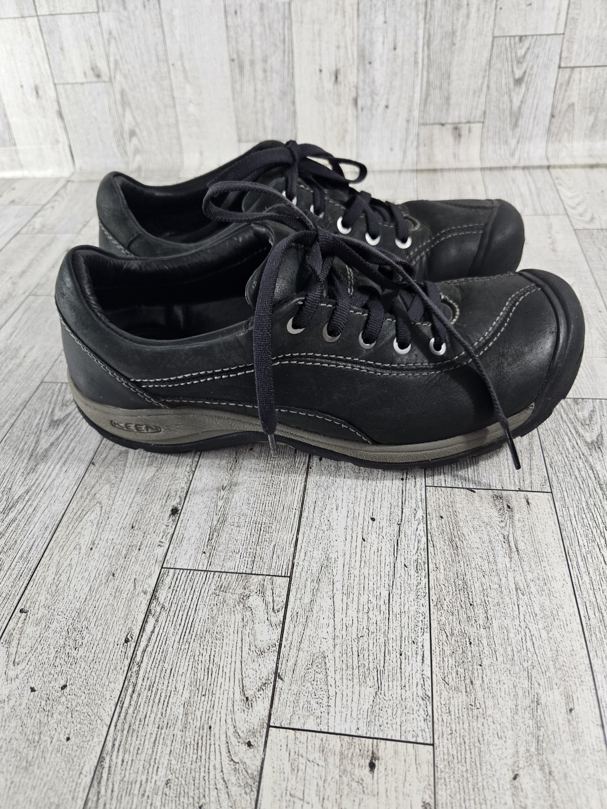 Scarpe da trekking Keen Presidio II 2 trail pelle Oxford nere stringate donna TG 7 5