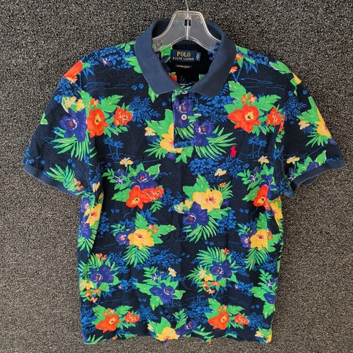 Polo Ralph Lauren polo uomo taglia L vestibilità classica blu floreale hawaiana tropicale - Foto 2 di 6