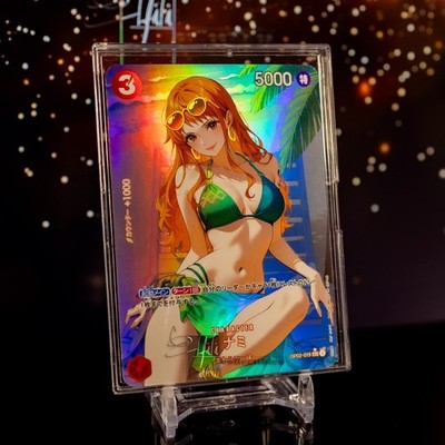 Bikini Nami Trading Card One Piece Custom TCG Flash Holo Foil Anime Waifu ACG
