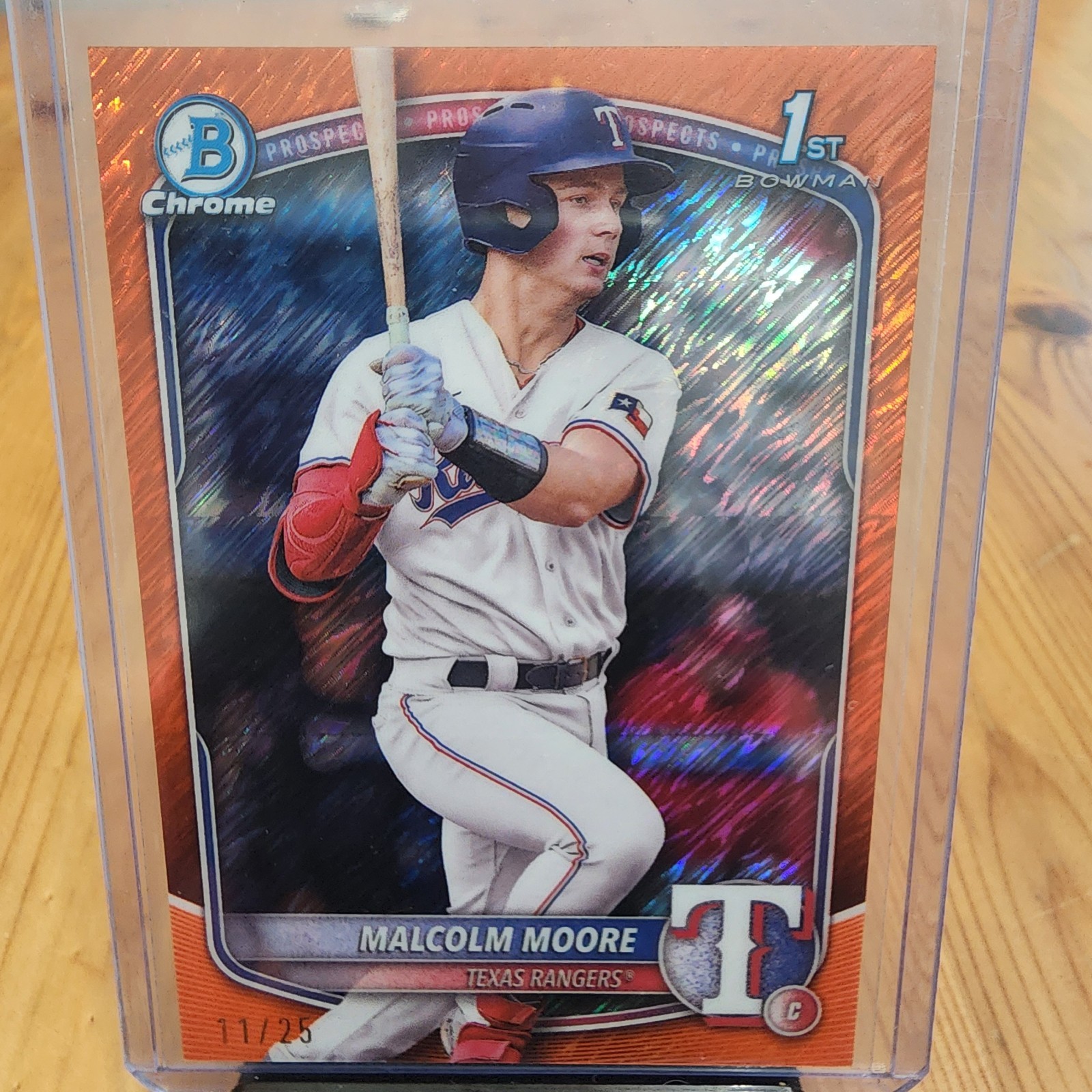 2025 Bowman Chrome Prospects Malcolm Moore #BCP-129 Orange Shimmer  /25