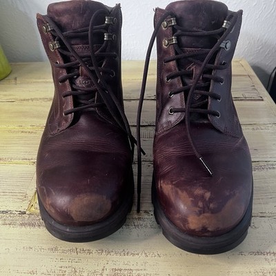 UGG Men's Leather Lace-Up Boots Burgundy  Sz:12
