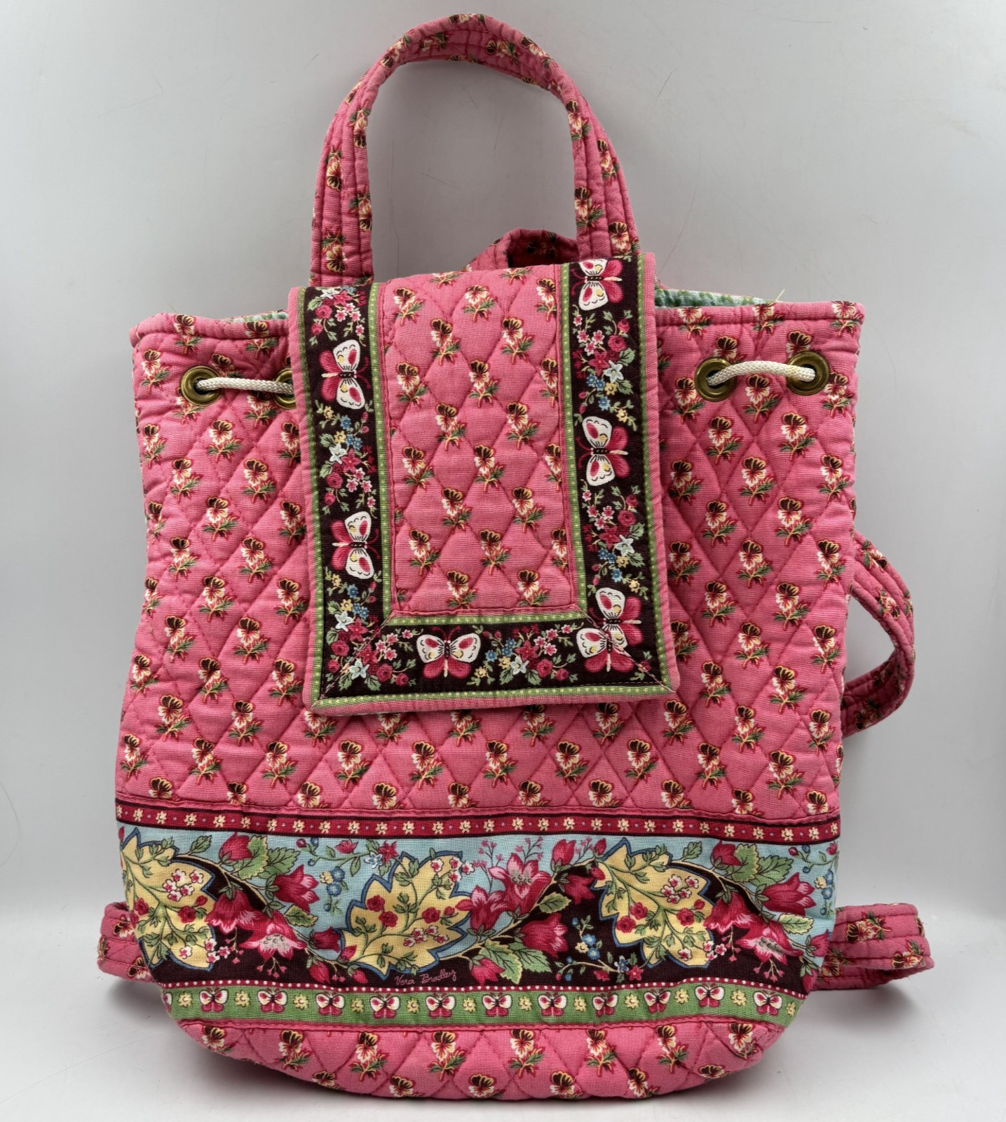 Made in USA Vera Bradley Rare Pink Pansy Floral Mimi Backpac