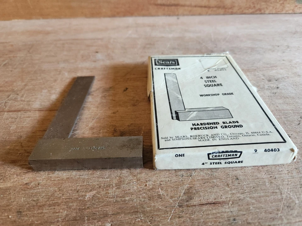 Craftsman 40403 Precisión Acero Cuadrado 4 Pulgadas Hoja Endurecida Caja Original De Colección Foto 4 de 4