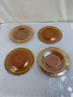 Federal Glass Sunburst Marigold Carnival Glass 6" Bread Plates Set of 4 Vintage