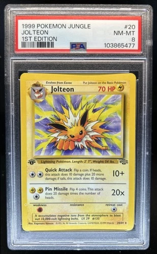 1999 Pokemon Jungle 1st Edition Jolteon #20/64 PSA 8