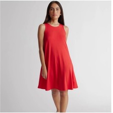 Quince Red Tencel Lyocell Sleeveless Swing Dress Large