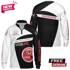Custom Name - Men's HONDA Logo 3D Zip Long Sleeve Shirt All Size