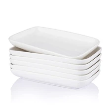 Sweese 8 Inch Rectangular Salad Plates, Porcelain Dessert Plates, Small White...