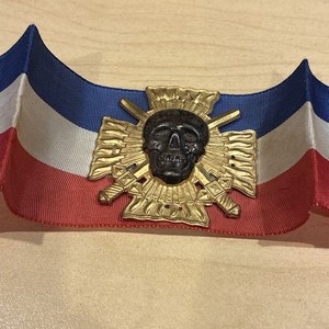 RARE FRANCE POST WW1-POST WW2 FRENCH NATIONALIST CROIX DE FEU SKULL ARMBAND,LOOK