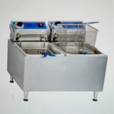 Globe PF32E Heavy Duty Electric Stainless Steel Double Deep Fryer Deep Fryer