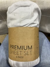 Home Collection Premium Soft Bed Sheet Set 6 Piece Full Light Gray