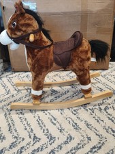 Rocking Horse Brown Toddler Size Ride-On Classic Toy Plush Wood Rocker