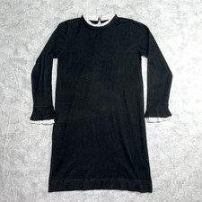 Vince Camuto Sweater Dress Women’s M Black White Ruffle Long Sleeve