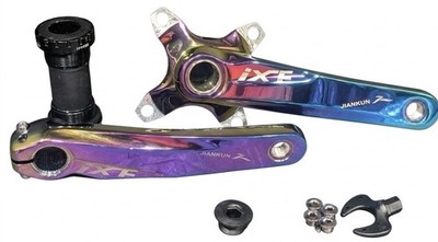 JIANKUN IXF Mountain Bike Hollow Crank Iridescent Purple-Blue 170mm
