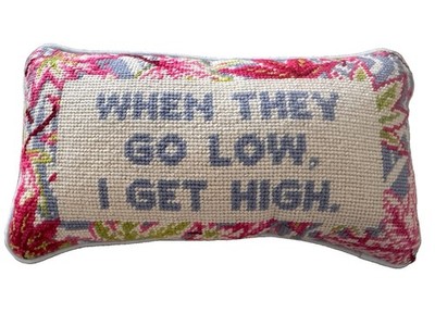 Furbish Needlepoint Decorative Lumbar Pillow Go Low Get High SOLD OUT VHTF