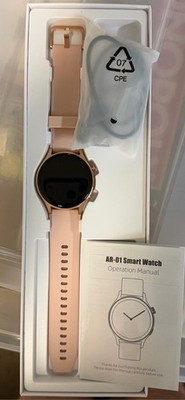 AR-01 Smart Watch 1.32 AMOLED Fitness Tracker Rose Gold Silicone Band