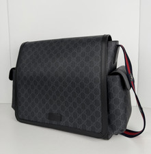 Gucci Diaper Changing Bag Large in Black GG Supreme Monogram Coated Canvas S