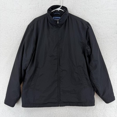 Vintage Gap Jacket Mens Large Black Full Zip Fleece Lined Harrington Bomber 90s