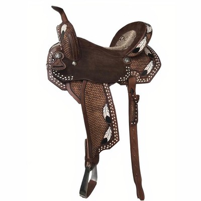 Leather Western Handmade Tooled Barrel Saddle Horse Racing Trail Tack Equestrian