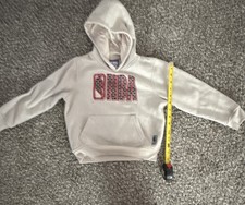 NBA Kids Hoodie Pullover Beige Graphic Print Logo Size 5-6 Long Sleeve