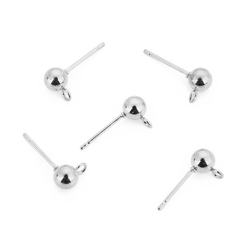 20pcs Stainless Steel ball Stud Earring Posts DIY Earring Component with backs - Picture 2 of 7