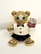 Berebi Limited Edition birthday bear pin brooch enamel Teddy Bearebi
