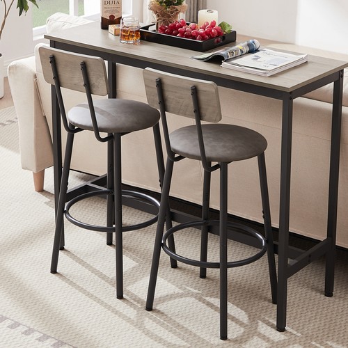 2025 Bar Table Set with 2 Bar stools PU Soft seat with backrest, Grey, NEW, HOT - Picture 5 of 17