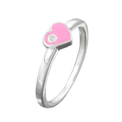 Ring Kinderring Herz-pink & Zirkonia weiß 925 Silber Silberring