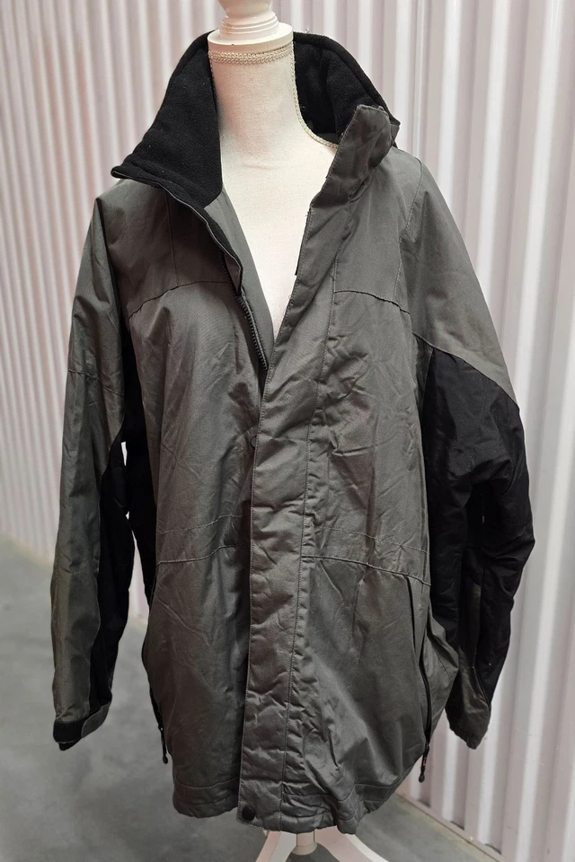 Chaqueta de exterior RBK para hombre talla 3X desmontable capucha y cremallera cierre frontal gris negro de colección Foto 2 de 4