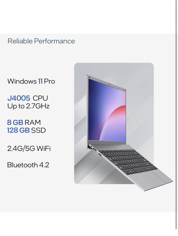 Laptop Computer, 8GB RAM, 128GB SSD, J4005 Processor Laptop, 14 inch 11 Pro - Image 2 of 4