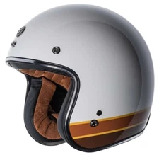 Torc T50 3/4 Vintage Retro Cafe Motorcycle Helmet Gloss White ISO Bar Small