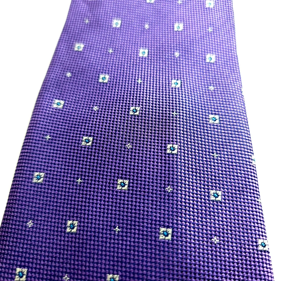 Vince Camuto Purple Woven Geometric Silk Tie - Image 2 of 4