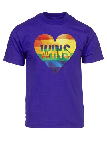 Mens Pride Love Wins Rainbow Heart Short-Sleeve T-Shirt - Picture 2 of 10