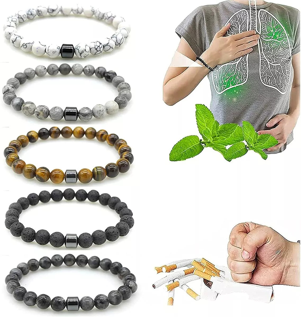 8MM Triple Protection Anti Anxiety Bracelet Cessation Anti Smoke Beaded  Bracelet | eBay