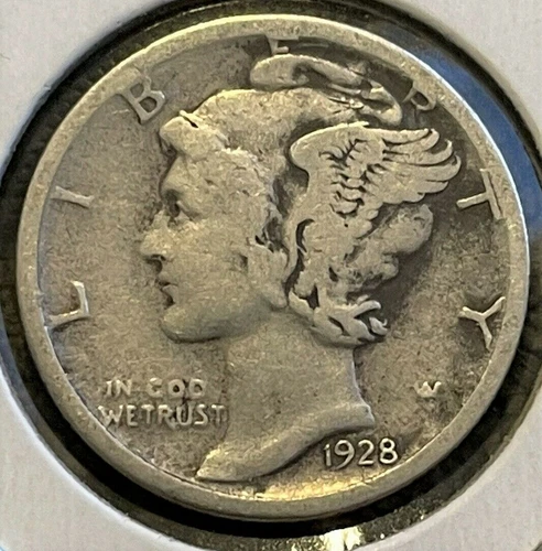 1928 S Mercury Dime circulated 90% Silver Fine F