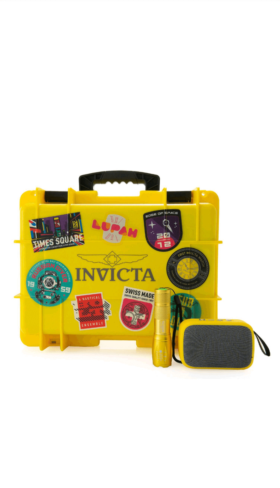 Invicta 8 Slot Accessory Dive Case w/ Invicta Elements Men's Gold-Tone Stainless